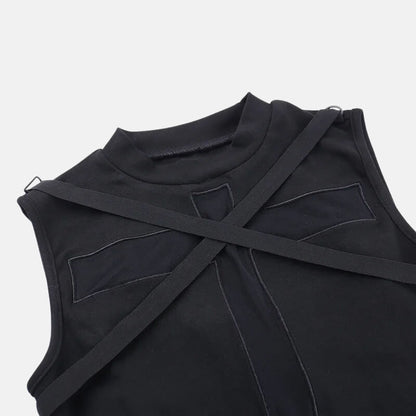 Y2K Cross Strap Sheer Top