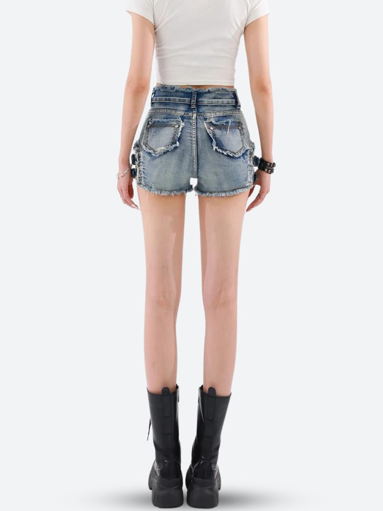 Y2K Cut Out Denim Shorts