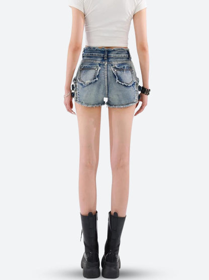 Y2K Cut Out Denim Shorts