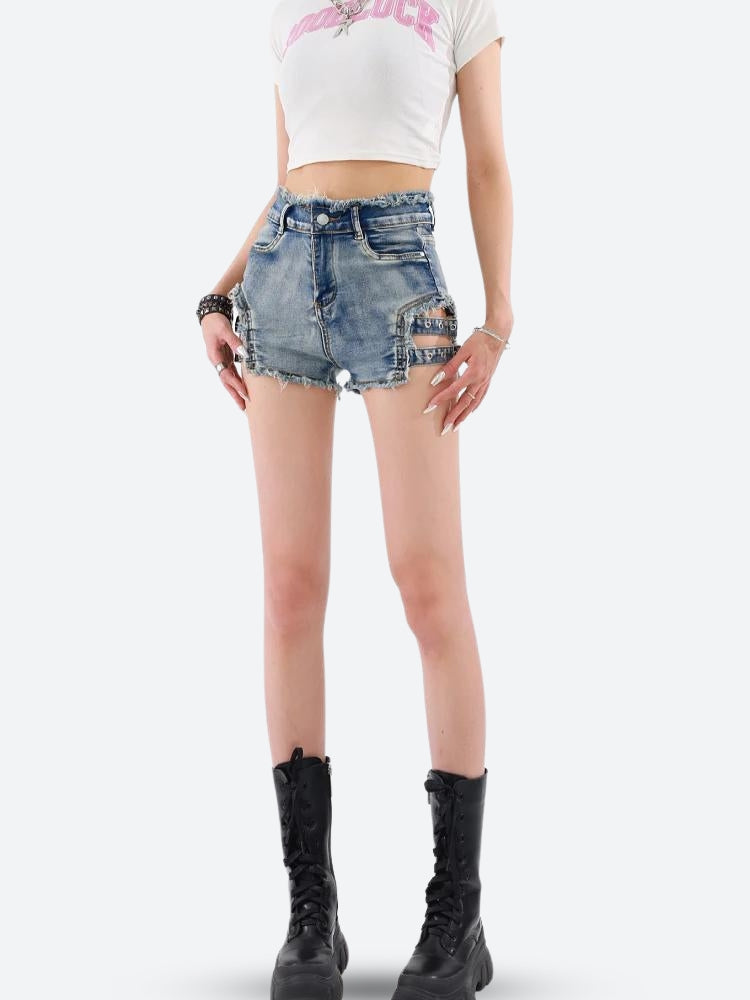 Y2K Cut Out Denim Shorts