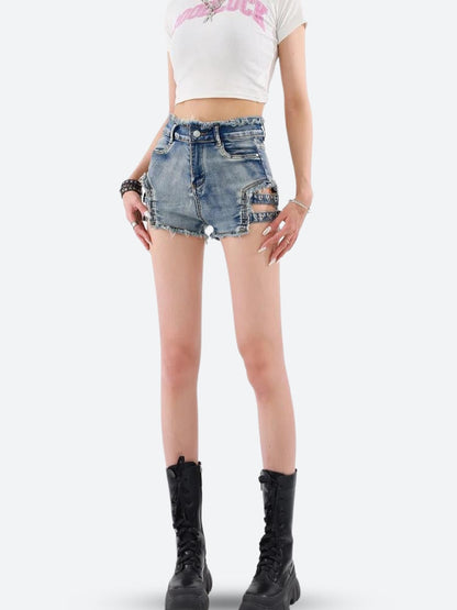 Y2K Cut Out Denim Shorts