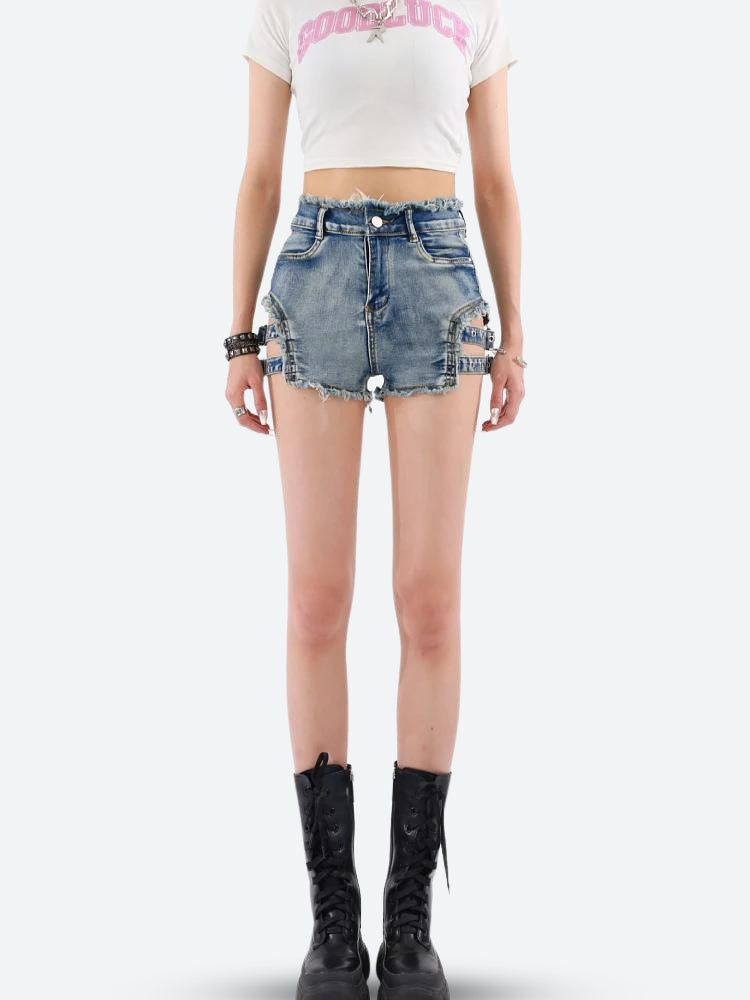 Y2K Cut Out Denim Shorts