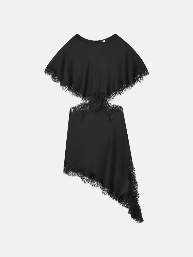 Y2K Cut Out Lace Trim Midi Dress