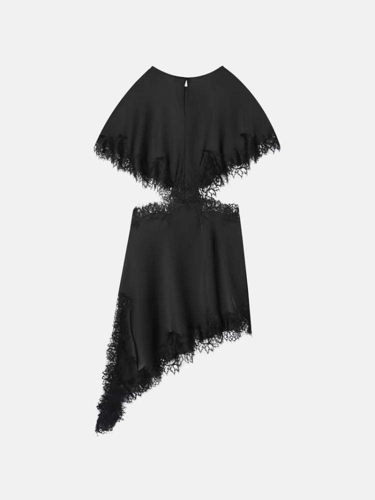 Y2K Cut Out Lace Trim Midi Dress