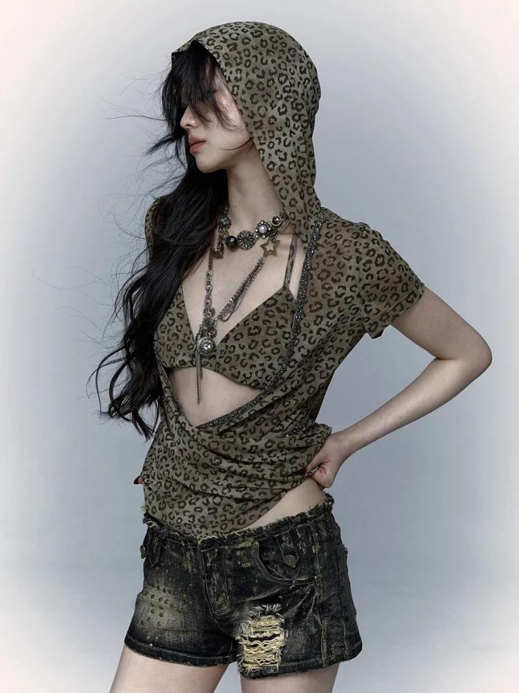 Y2K Cut-Out Leopard Top