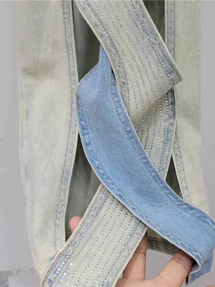 Y2K Cut Out Patch Denim Jeans