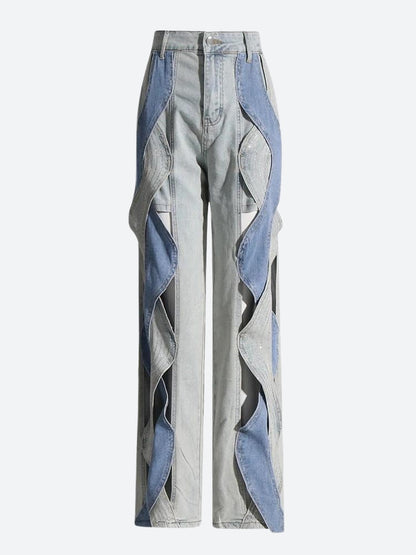 Y2K Cut Out Patch Denim Jeans