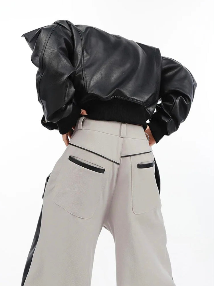 Y2K Cyber Faux Leather Pants