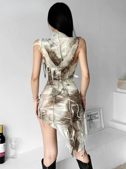 Y2K Cyber Hooded Mini Dress