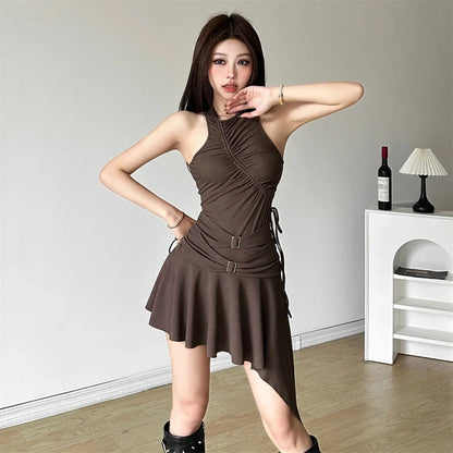 Y2K Cyber Ruched Mini Dress