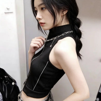 Y2K Cyber Zip Crop Top