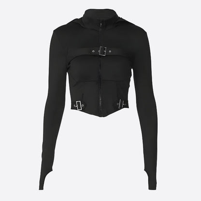 Y2K Cyber Zip-Up Crop Jacket
