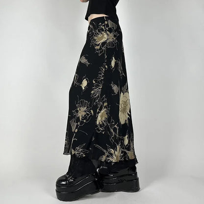 Y2K Dark Fairy Midi Skirt