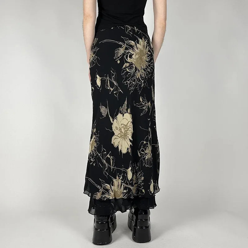 Y2K Dark Fairy Midi Skirt