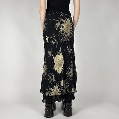 Y2K Dark Fairy Midi Skirt