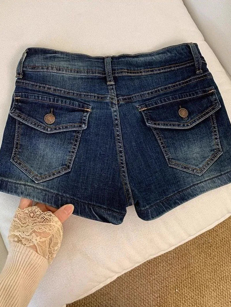 Y2K Dark Wash Denim Mini Shorts