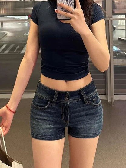 Y2K Dark Wash Denim Mini Shorts