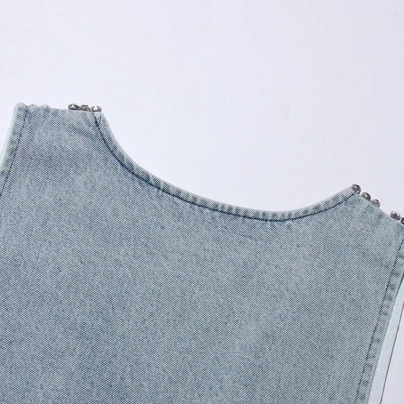 Y2K Deep V Denim Mini Dress