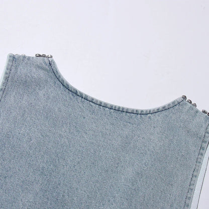 Y2K Deep V Denim Mini Dress