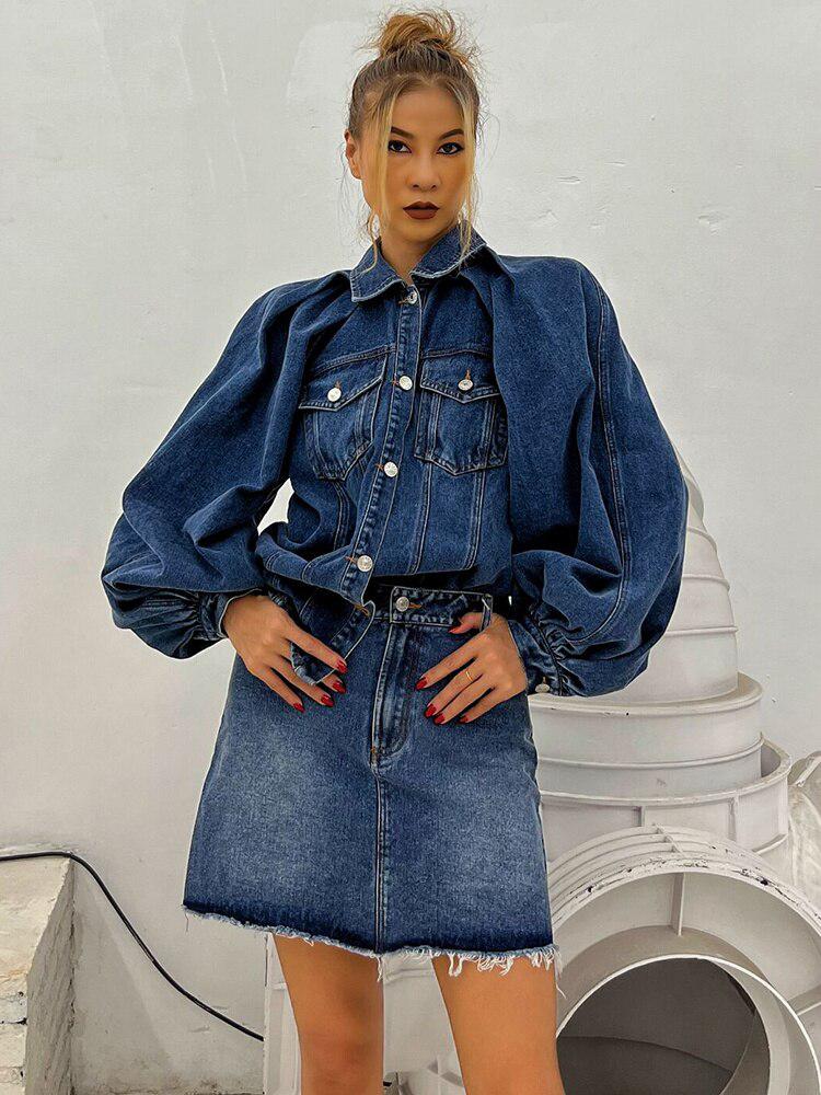Y2K Denim Jacket & Skirt Two Piece Set