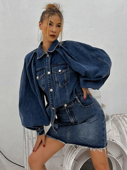 Y2K Denim Jacket & Skirt Two Piece Set