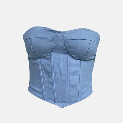 Y2K Denim Strapless Corset