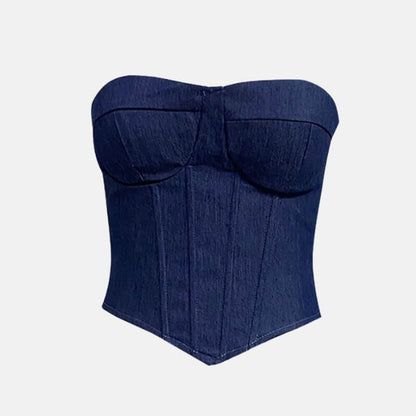 Y2K Denim Strapless Corset