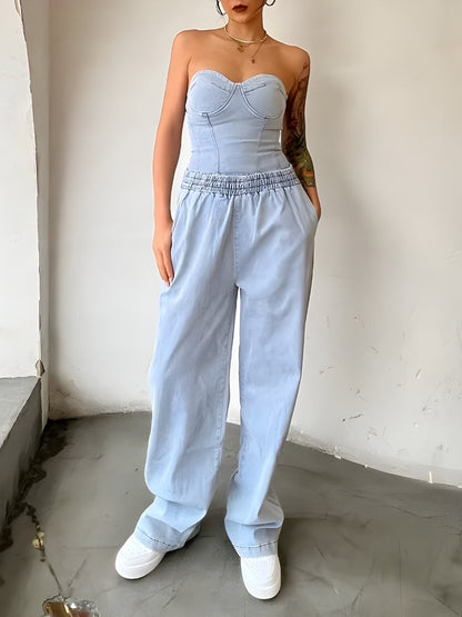 Y2K Denim Top & Pants Two Piece Set