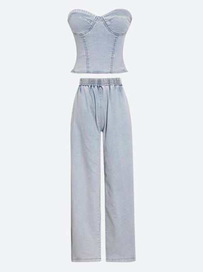 Y2K Denim Top & Pants Two Piece Set
