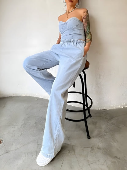 Y2K Denim Top & Pants Two Piece Set
