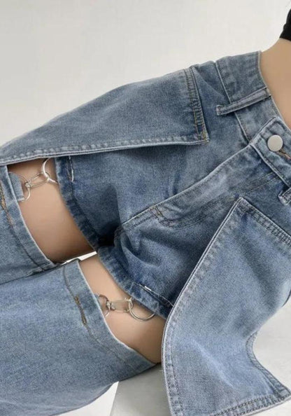 Y2K Detachable Straight Leg Jeans