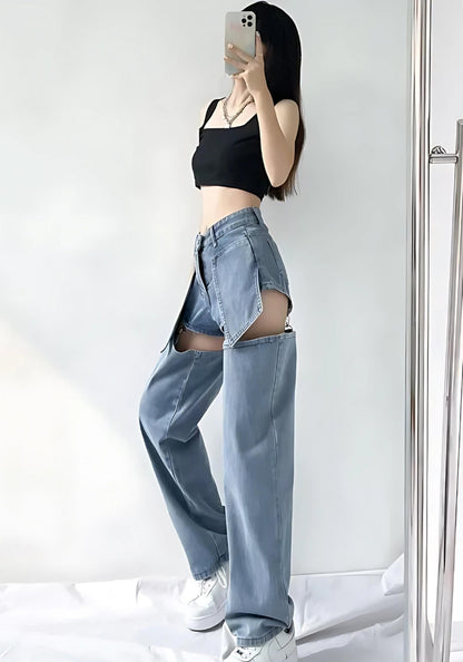 Y2K Detachable Straight Leg Jeans