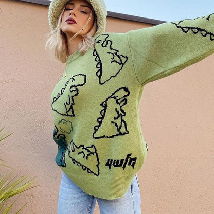 Y2K Dinosaur Knitted Sweater