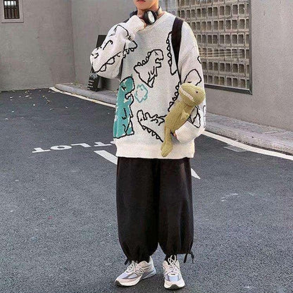 Y2K Dinosaur Knitted Sweater