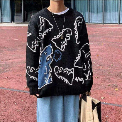 Y2K Dinosaur Knitted Sweater