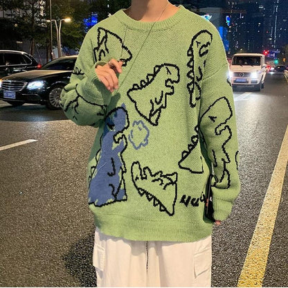 Y2K Dinosaur Knitted Sweater