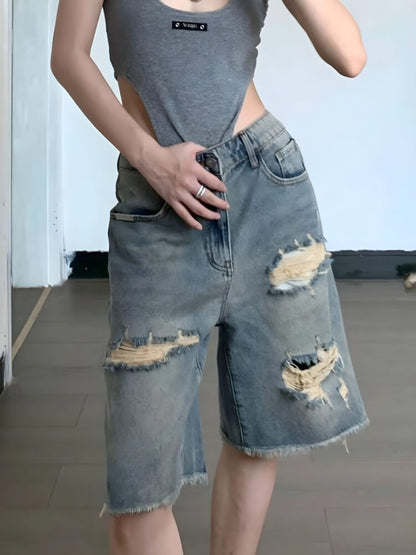Y2K Distressed Denim Jorts