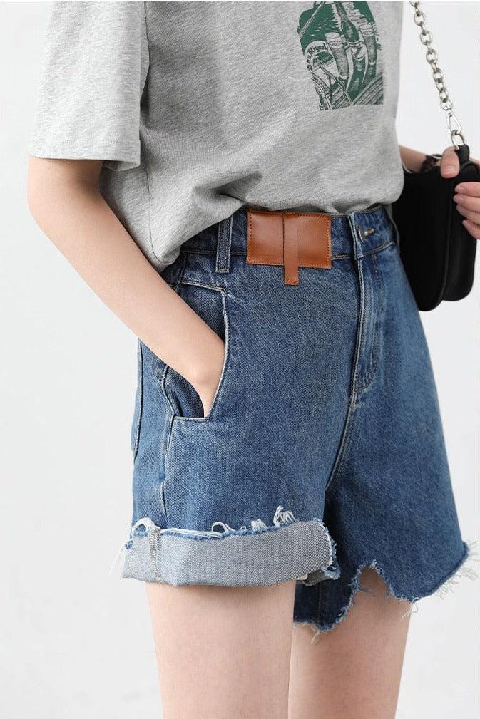 Y2K Distressed Jean Shorts