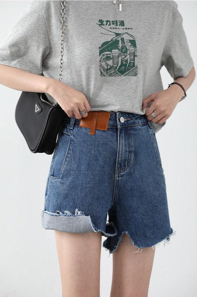 Y2K Distressed Jean Shorts