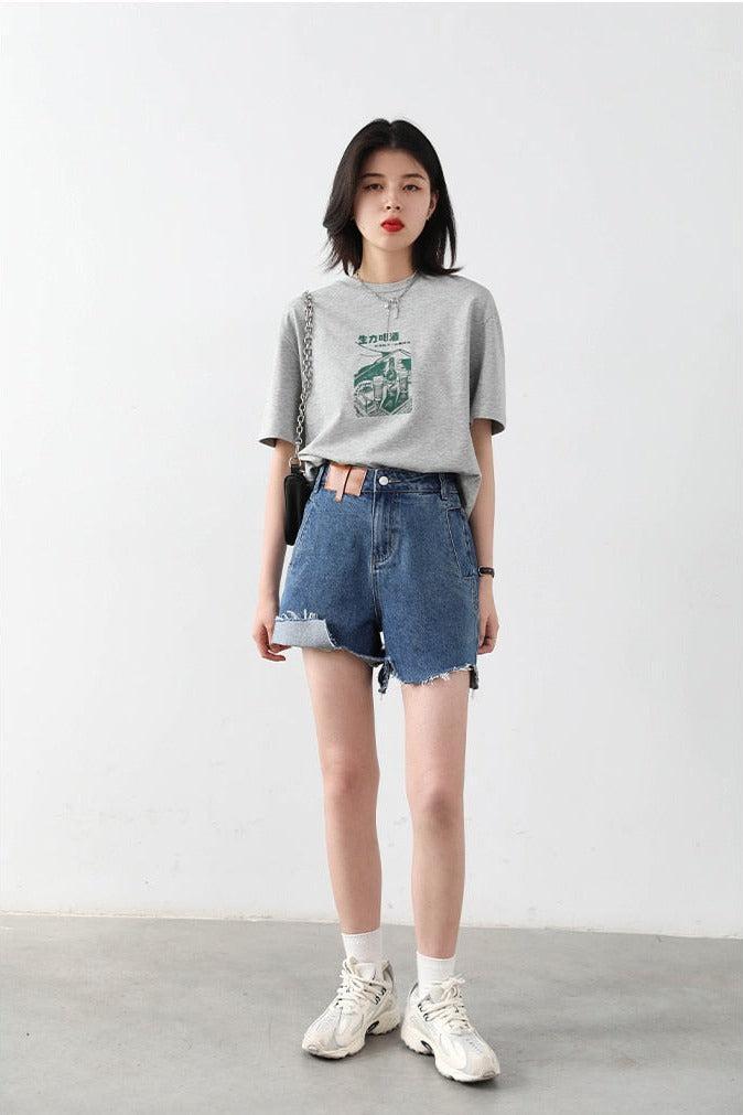 Y2K Distressed Jean Shorts