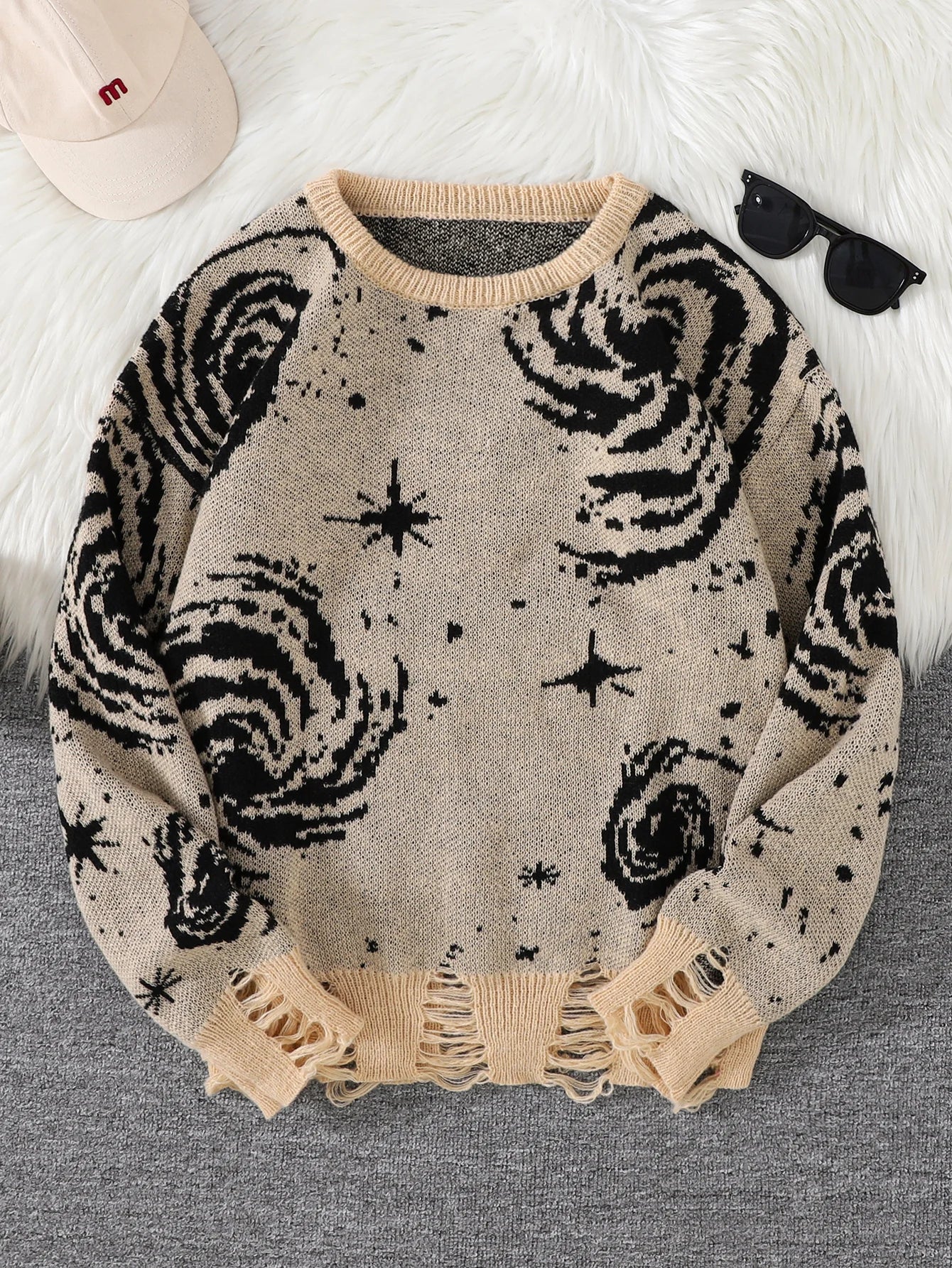 Y2K Distressed Pullover Sweater
