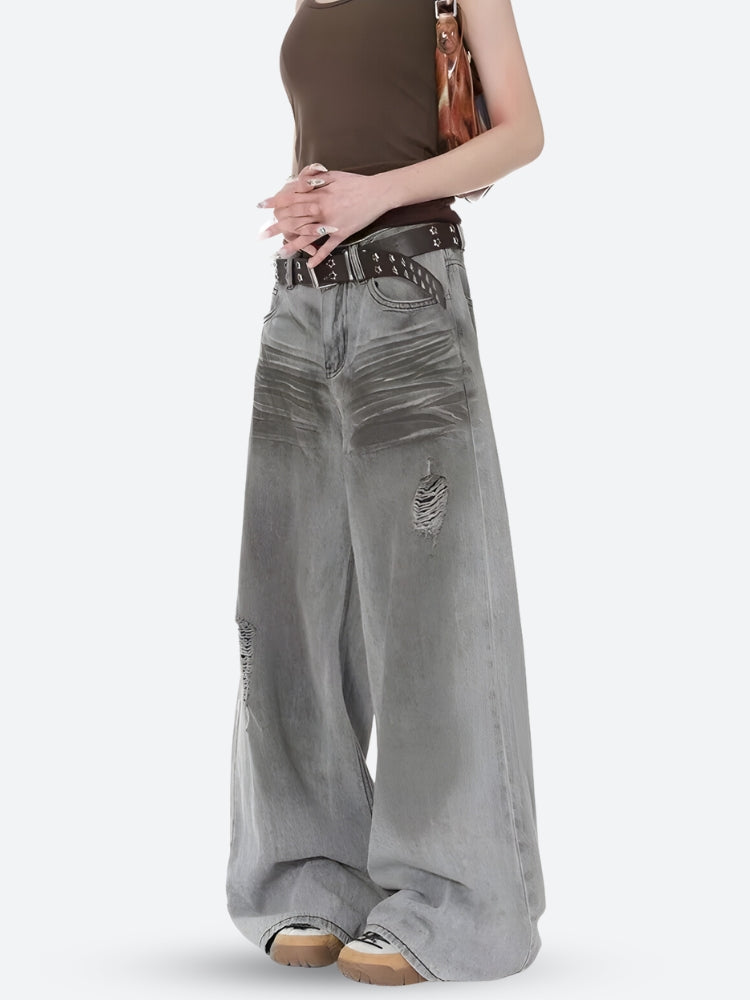 Y2K Distressed Wide Leg Jeans