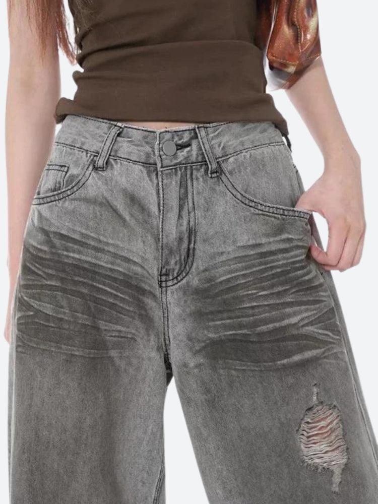 Y2K Distressed Wide Leg Jeans