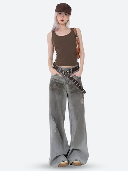Y2K Distressed Wide Leg Jeans
