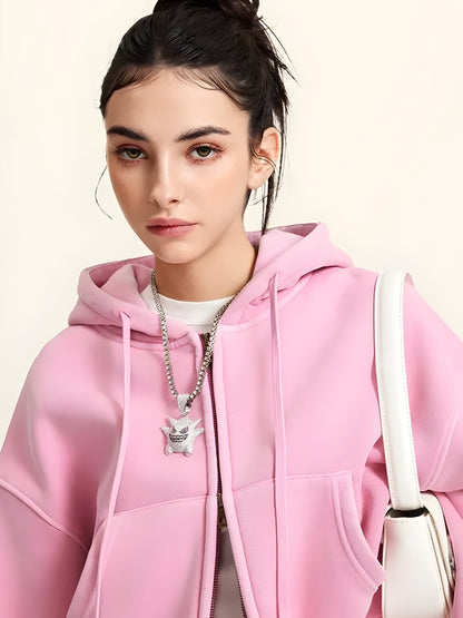 Y2K Double Zip-Up Cropped Hoodie