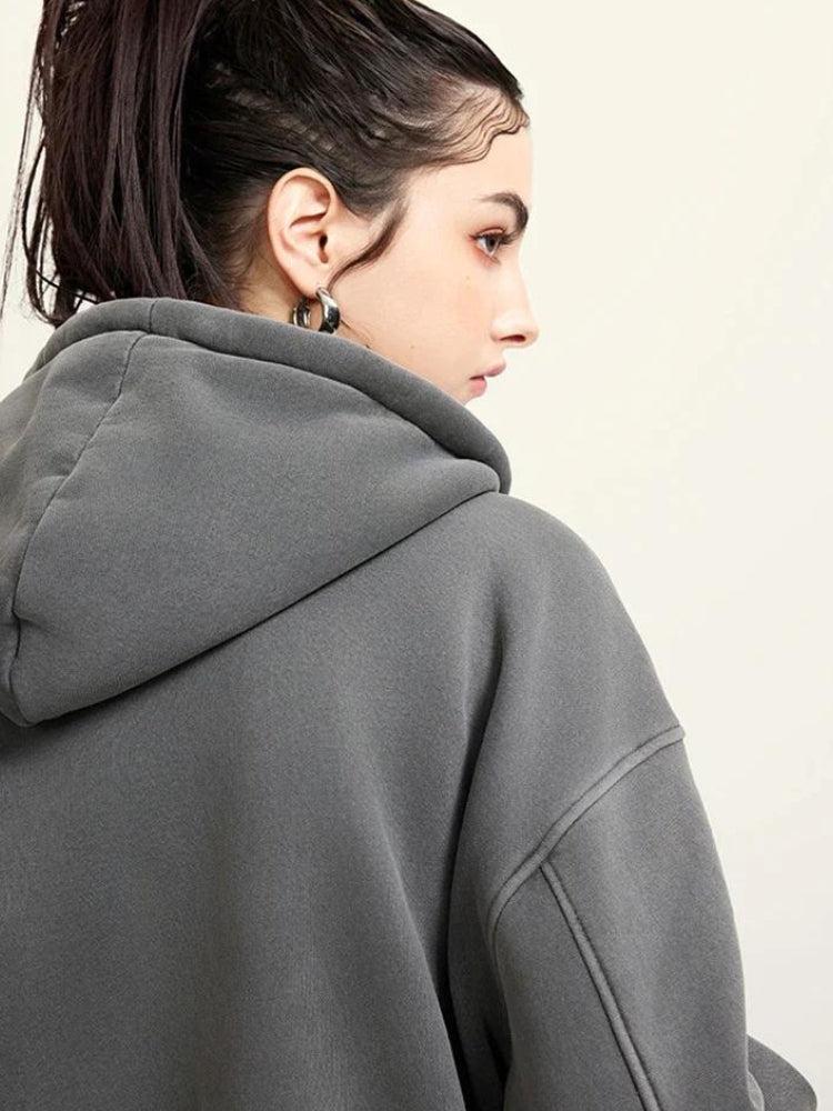 Y2K Double Zip-Up Cropped Hoodie