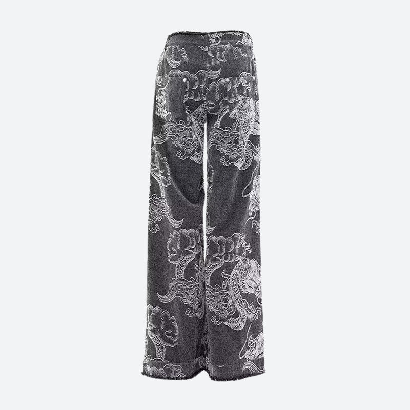 Y2K Dragon Printed Jeans