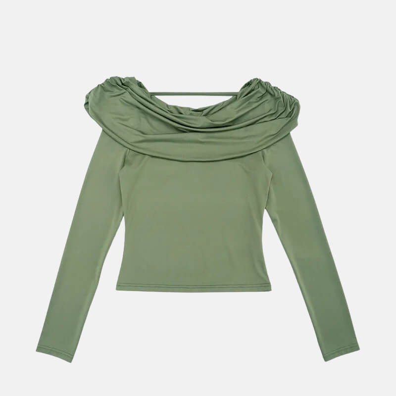 Y2K Draped Cowl Neck Top