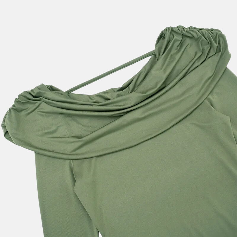 Y2K Draped Cowl Neck Top