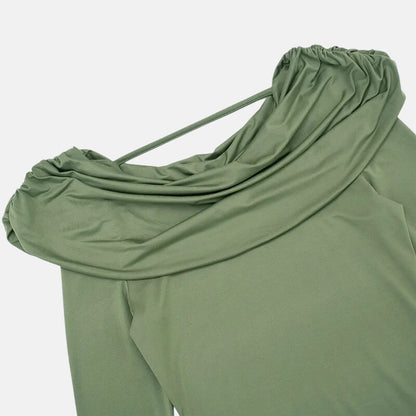 Y2K Draped Cowl Neck Top